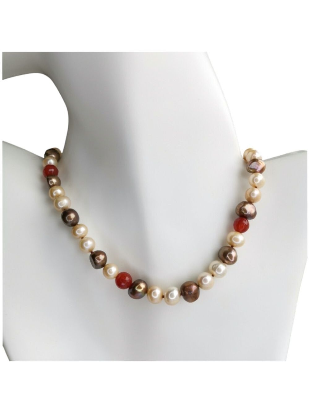 Freshwater pearl carnelian necklace